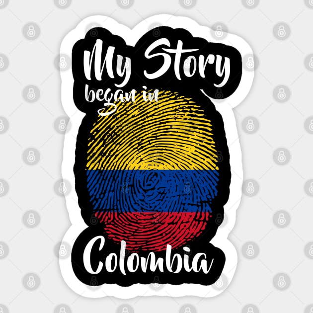 Colombia Flag Fingerprint My Story DNA Colombian Sticker by Your Culture & Merch